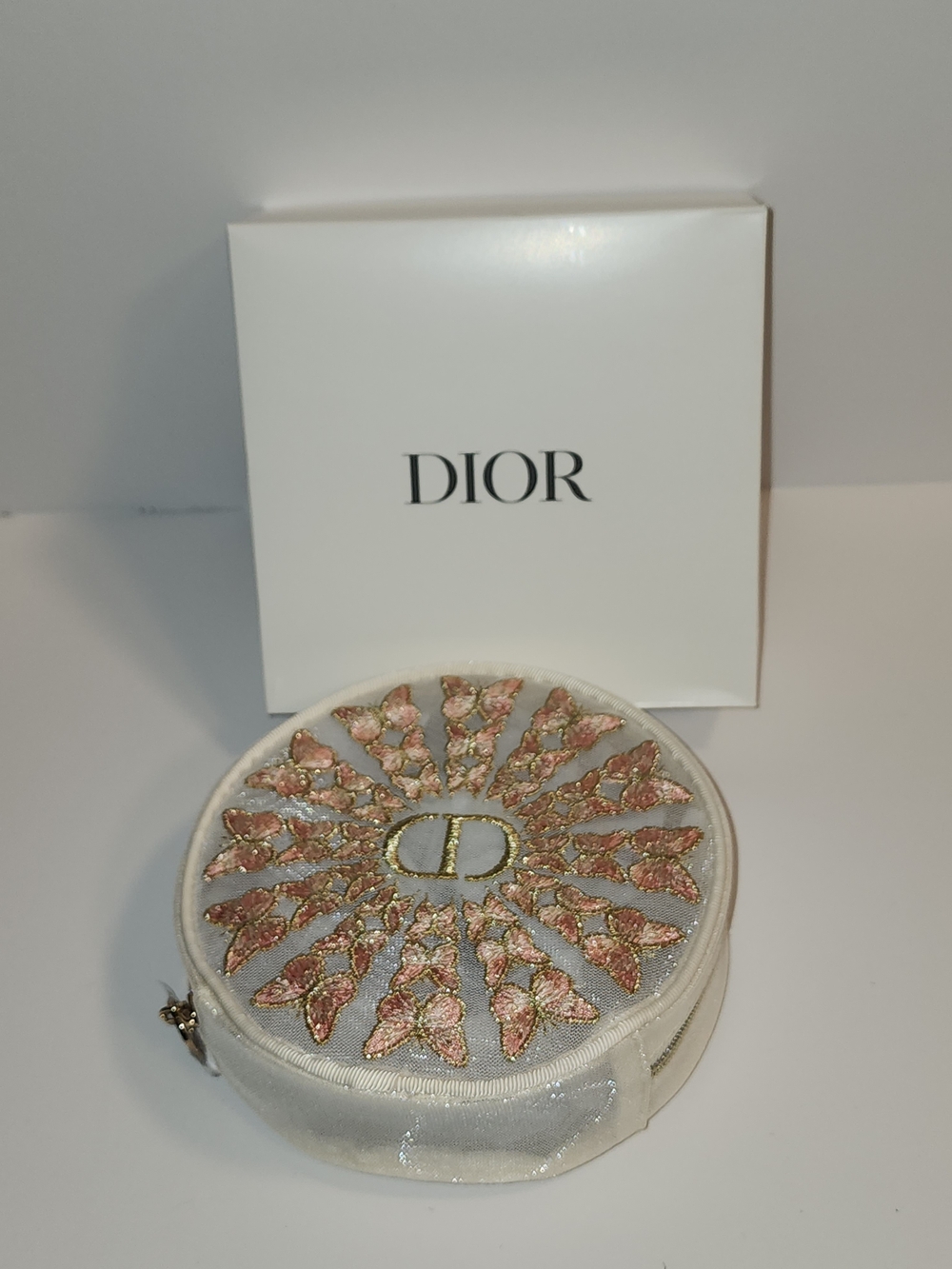 Dior Round Embroidered Trousse Pouch